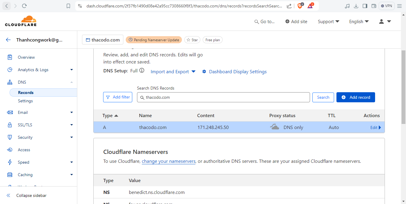 cloudflare tao ra cac ban ghi mac dinh
